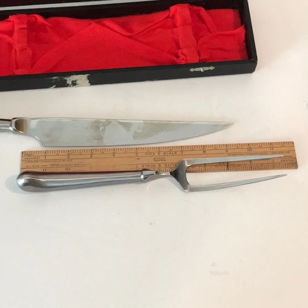 Carving Set Boxed Japanese Carving SET Knife / Fork in RED Velvet Original Box